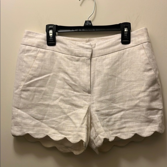 Alice collection Women's White linen blend Scalloped Hem Shorts size 4 - Picture 1 of 8